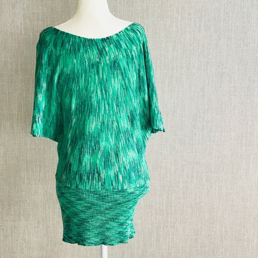 BCBGMAXAZRIA Half Sleeved Slub Knit Sweater Green - Picture 3 of 3
